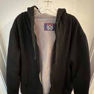 Black Sherpa Lined hoodie large Brand New